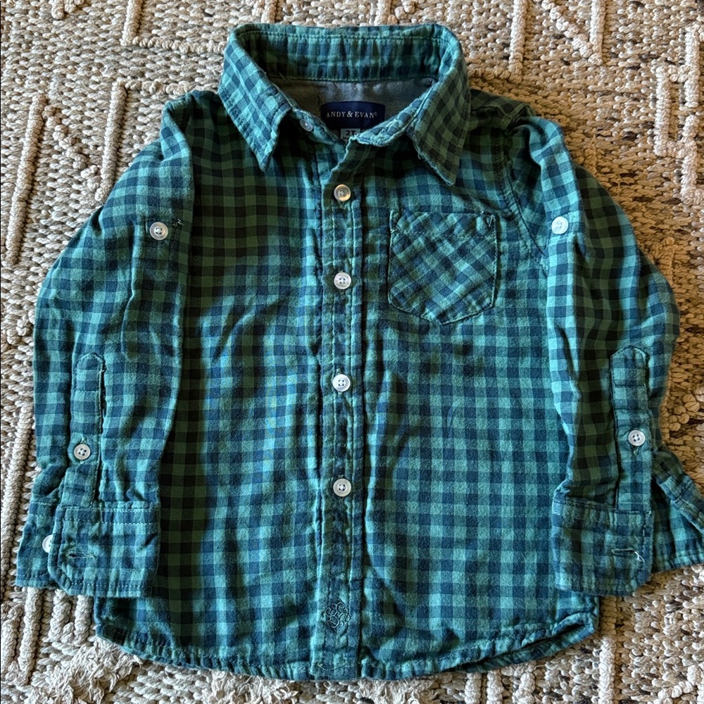 Andy & Evan Teal Checkered Button-up
